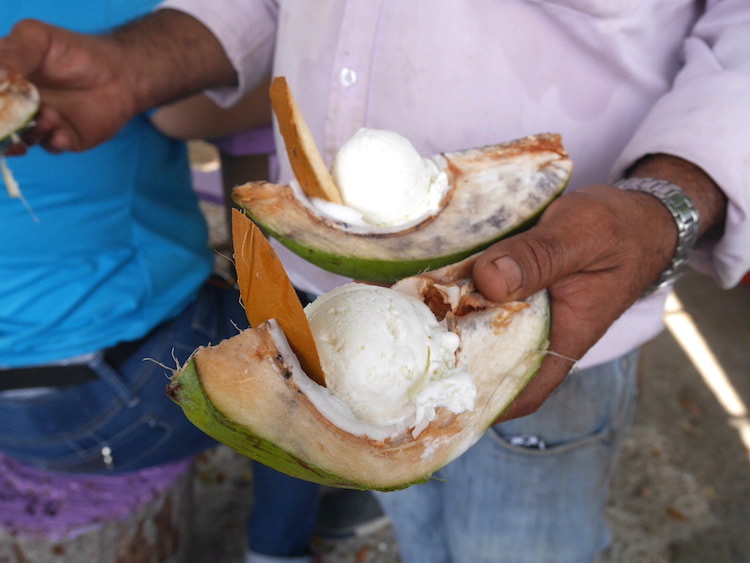 Kokosnootijs Curacao asis fruitswagen