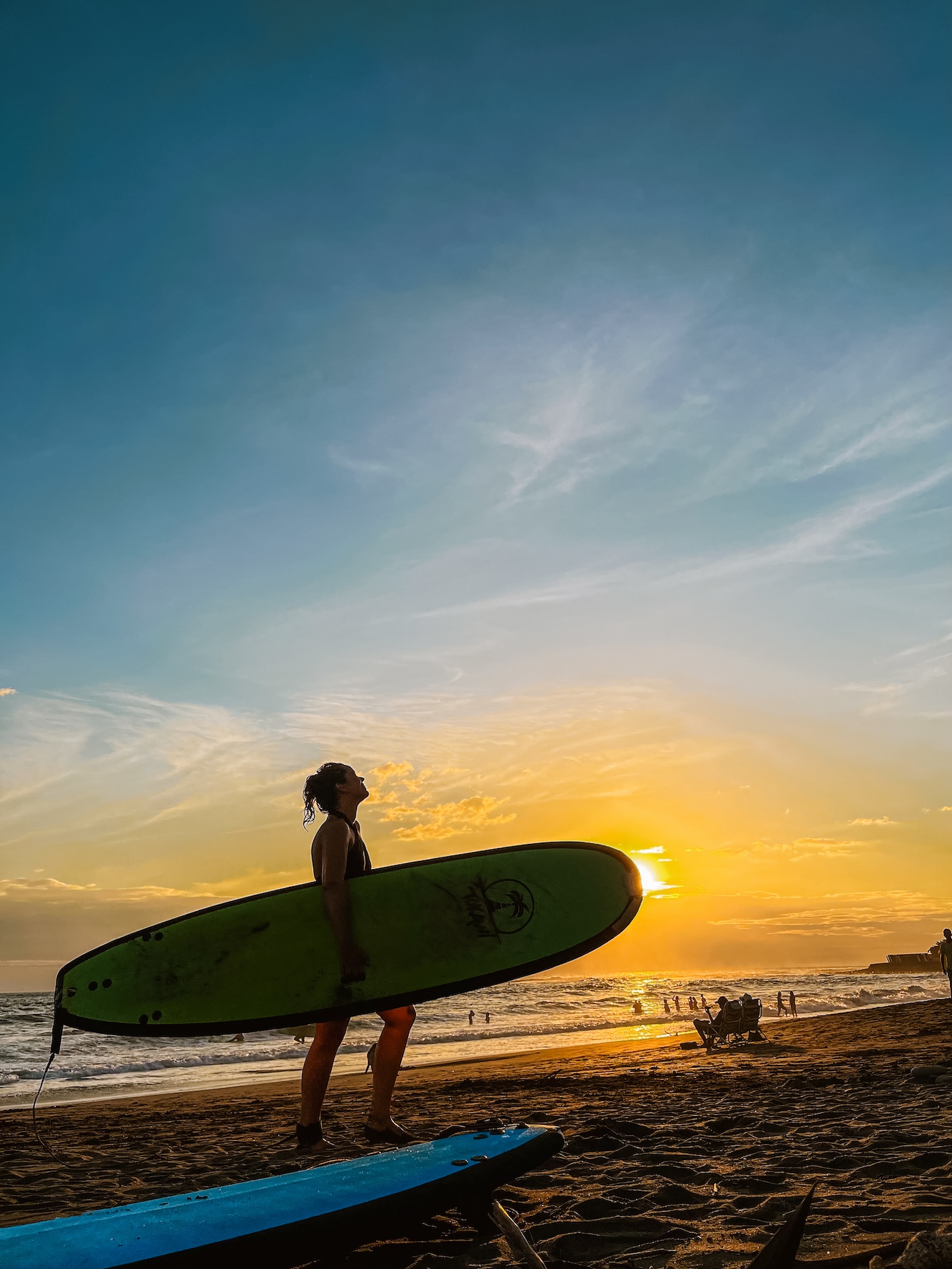 Surfen El Tunco, zonsondergang